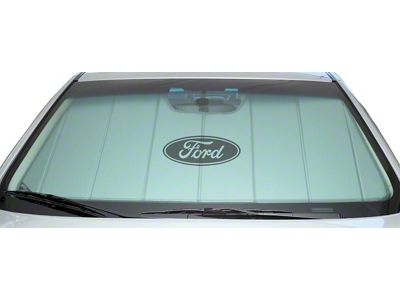 Covercraft UVS100 Heat Shield Custom Sunscreen with Black Ford Oval Logo; Silver (21-25 Bronco)