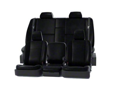Covercraft Precision Fit Seat Covers Leatherette Custom Front Row Seat Covers; Black (22-25 Jeep Grand Cherokee WL w/ Length-Adjustable Seat Cushions)