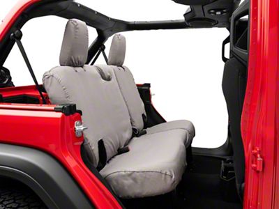 Covercraft Seat Saver Polycotton Custom Second Row Seat Cover; Gray (18-25 Jeep Wrangler JL 4-Door w/o Fold Down Armrest, Excluding 4xe)