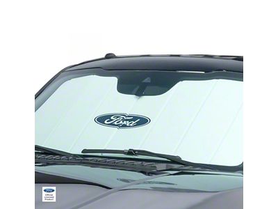 Covercraft UVS100 Heat Shield Premier Series Custom Sunscreen with Blue Ford Oval Logo; White (21-25 Bronco Sport)