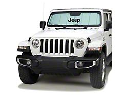 Covercraft UVS100 Heat Shield Custom Sunscreen with Jeep Logo; Silver (18-26 Jeep Wrangler JL)