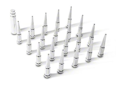 Chrome Spike Lug Nut Kit; 14mm x 1.5; Set of 20 (18-25 Jeep Wrangler JL)