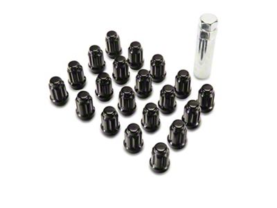 Black 6-Spline Lug Nut Kit; 14mm x 1.50; Set of 20 (20-25 Jeep Gladiator JT)