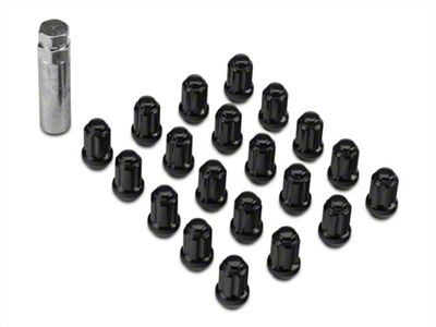 Black 6-Spline Lug Nut Kit; 14mm x 1.50; Set of 20 (20-25 Jeep Gladiator JT)