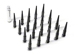 Black Spike Lug Nut Kit; 14mm x 1.5; Set of 20 (20-25 Jeep Gladiator JT)