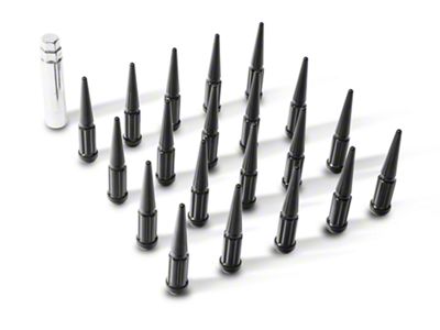 Black Spike Lug Nut Kit; 14mm x 1.5; Set of 20 (20-25 Jeep Gladiator JT)