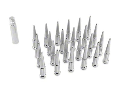 Chrome Spike Lug Nut Kit; 14mm x 1.5; Set of 24 (20-25 Jeep Gladiator JT)
