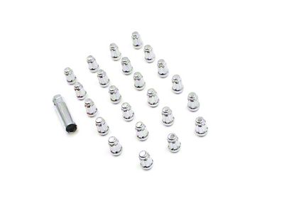Chrome 6-Spline Lug Nut Kit; 14mm x 1.5; Set of 23 (18-25 Jeep Wrangler JL)