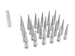 Chrome Spike Lug Nut Kit; 14mm x 1.5; Set of 24 (18-25 Jeep Wrangler JL)