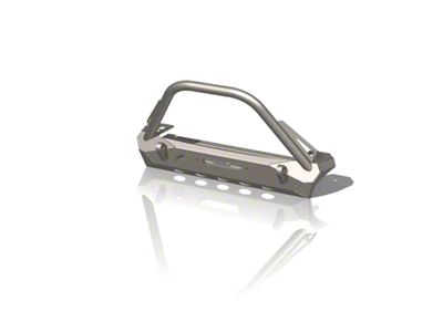 CrawlTek Revolution Pryo Stubby Front Winch Bumper with Flat Top Stinger; Black (76-06 Jeep CJ7, Wrangler YJ & TJ)