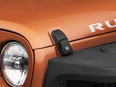 Hood Catch Kit; Black; Locking (07-18 Jeep Wrangler JK)