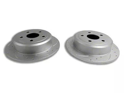Drilled and Slotted Brake Rotors; Rear Pair (07-18 Jeep Wrangler JK)