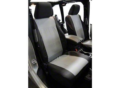 Front Seat Covers; Black/Gray (07-10 Jeep Wrangler JK)