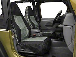 Front Seat Covers; Black/Gray (87-02 Jeep Wrangler YJ & TJ)
