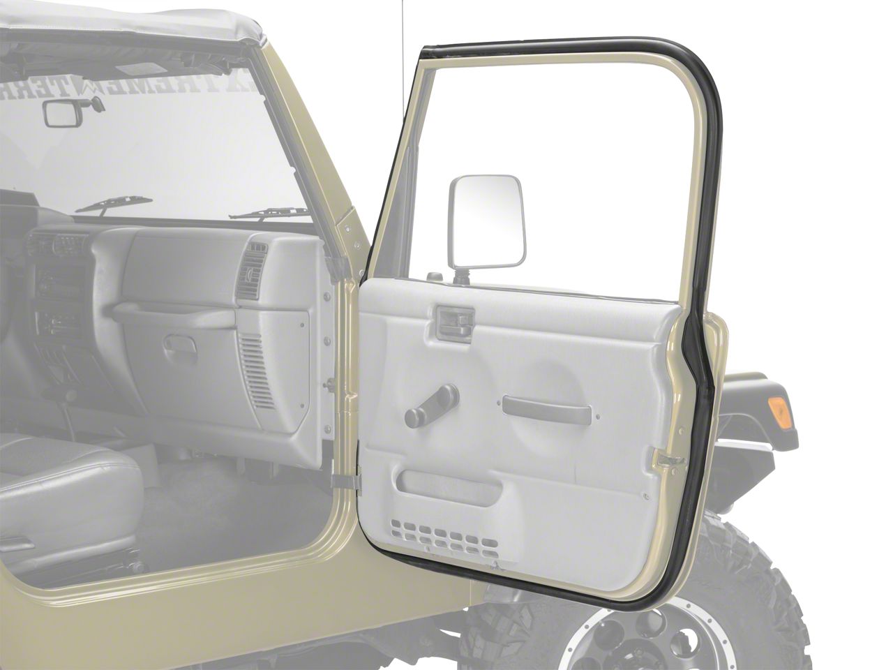 Jeep Wrangler Door Weatherstrip; Right Front; with Full Steel Doors (97