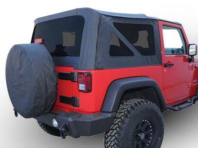 OEM Replacement Sailcloth Soft Top with Tinted Windows; Black Diamond (07-09 Jeep Wrangler JK 2-Door w/ Full Steel Doors)