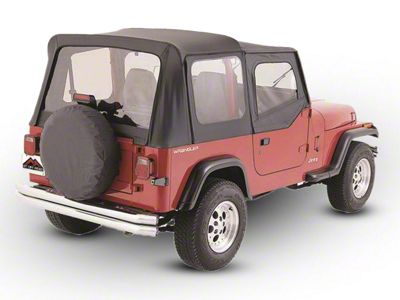 OEM Replacement Soft Top with Clear Windows and Door Skins; Black Denim (88-95 Jeep Wrangler YJ w/ Soft Upper Doors)