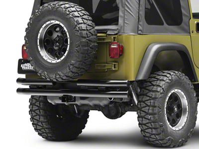Rear Double Tube Bumper; Black (87-06 Jeep Wrangler YJ & TJ)