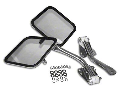 Side Mirrors; Stainless Steel (76-95 Jeep CJ5, CJ7 & Wrangler YJ)