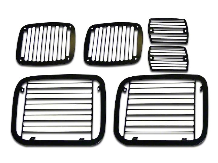 Jeep Wrangler Stone Light Guards; Billet Black (8795 Jeep Wrangler YJ)