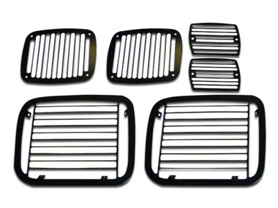 Stone Light Guards; Billet Black (87-95 Jeep Wrangler YJ)