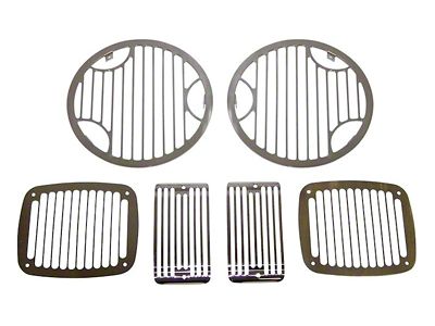 Stone Light Guards; Billet Stainless (97-06 Jeep Wrangler TJ)