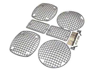 Stone Light Guards; Chrome (97-06 Jeep Wrangler TJ)