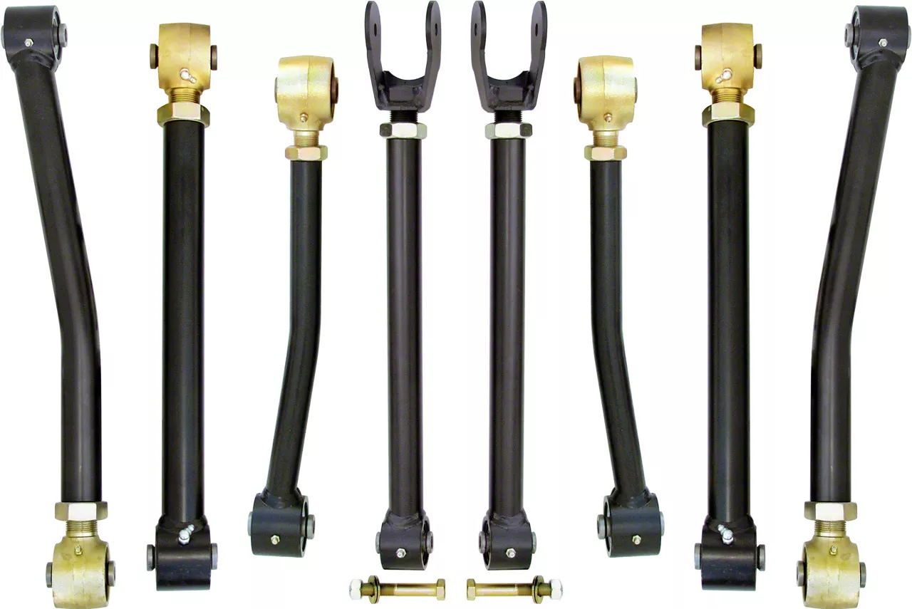 RockJock Jeep Wrangler Johnny Joint 8Piece Adjustable Control Arm Set