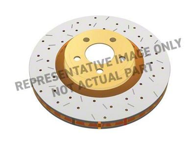 DBA 4000 Series XS Gold Cross Drilled and Slotted Rotors; Front (07-18 Jeep Wrangler JK w/ Heavy Duty Brakes)