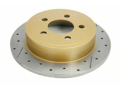 DBA Street Series XGold Cross Drilled and Slotted Rotor; Rear (03-06 Jeep Wrangler TJ w/ Rear Disc Brakes)