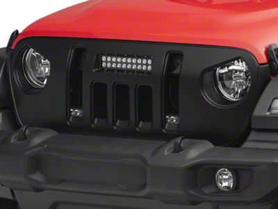 Deegan 38 by Mammoth Grille with 10-Inch LED Light Bar and DRL (18-25 Jeep Wrangler JL w/o TrailCam)