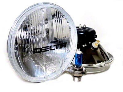 Delta Lights 7-Inch Xenon Headlights; Chrome Housing; Clear Lens (97-06 Jeep Wrangler TJ)