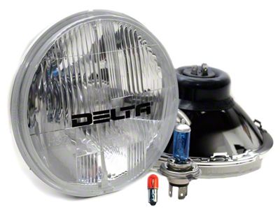 Delta Lights 7-Inch Xenon Headlights with Blinkers; Chrome Housing; Clear Lens (97-06 Jeep Wrangler TJ)