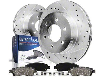 Drilled and Slotted 6-Lug Brake Rotor and Pad Kit; Front (05-25 V6 Frontier)