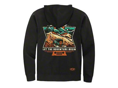 Detroit Shirt Company Men's Jeep Dunes Zip Hoodie Sweatshirt; Black