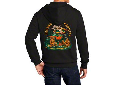 Detroit Shirt Company Men's Jeep Sasquatch Zip Hoodie Sweatshirt; Black