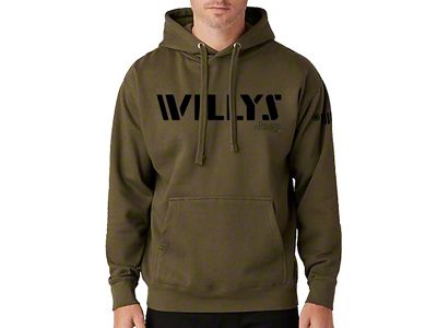 Detroit Shirt Company Men's Jeep Willys Hoodie Sweatshirt; Heather Jeep Green