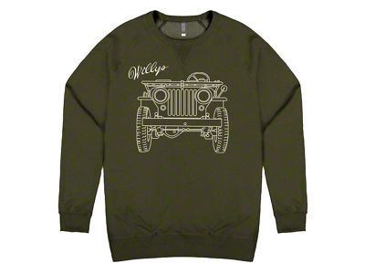 Detroit Shirt Company Men's Willys Sweatshirt; Military Green