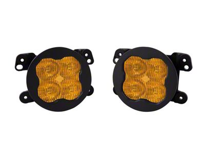 Diode Dynamics SS3 Max Type M ABL LED Fog Light Kit; Yellow SAE Fog (07-18 Jeep Wrangler JK; 18-25 Jeep Wrangler JL Rubicon & Sahara w/ Plastic Front Bumper)