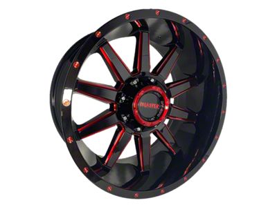 Disaster Offroad D04 Gloss Black with Candy Red Milled 6-Lug Wheel; 20x10; -12mm Offset (21-25 Bronco, Excluding Raptor)