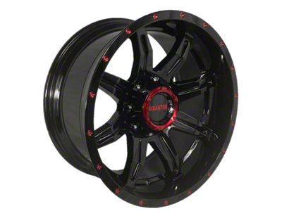 Disaster Offroad D02 Gloss Black with Candy Red Milled 6-Lug Wheel; 20x10; -12mm Offset (22-25 Bronco Raptor)