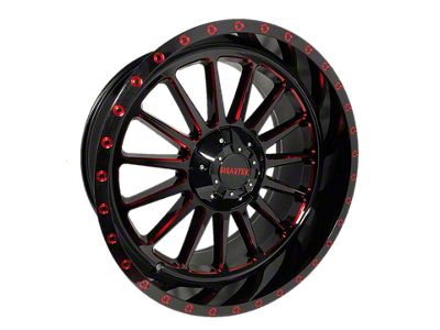 Disaster Offroad D96 Gloss Black with Candy Red Milled 6-Lug Wheel; 20x10; -12mm Offset (22-25 Bronco Raptor)