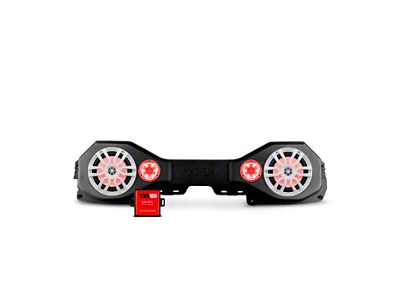 DS18 Plug and Play RGB Loaded Sound Bar Package with Plastic Grille Marine Speakers; Black Sound Bar with White Speaker Grilles (18-23 Jeep Wrangler JL)