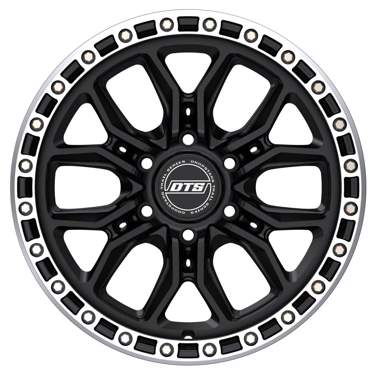 DTS Tacoma 608 Machined Silver with Satin Black 6-Lug Wheel; 17x9