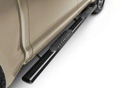 RedRock 5-Inch Oval Straight End Side Step Bars; Black (07-21 Tundra CrewMax)