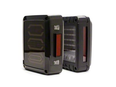 DV8 Offroad LED Horizontal Tail Lights; Black Housing; Clear Lens (07-18 Jeep Wrangler JK)