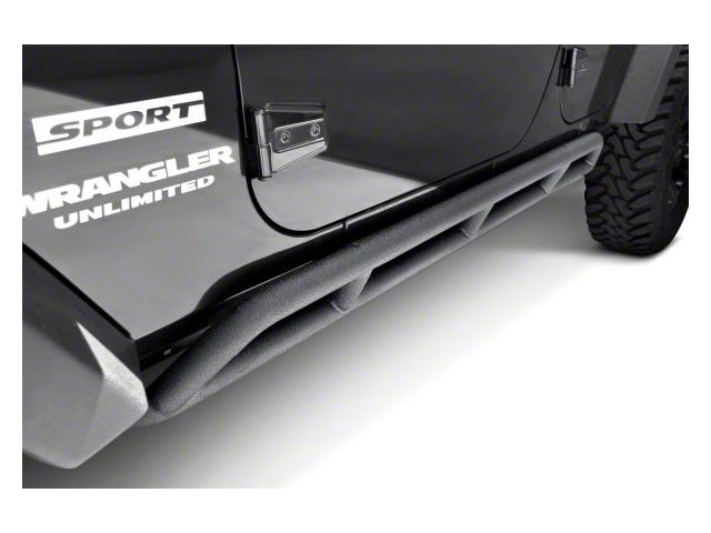 DV8 Offroad Jeep Wrangler Steel Rock Guard/Sliders; Black SRSOTB-01 (07 ...