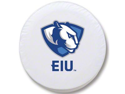 Eastern Illinois University Spare Tire Cover; White (66-18 Jeep CJ5, CJ7, Wrangler YJ, TJ & JK)