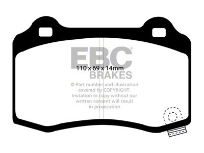 EBC Brakes Redstuff Premium Street Ceramic Brake Pads; Rear Pair (06-21 Jeep Grand Cherokee WK & WK2 SRT, SRT8, Trackhawk)