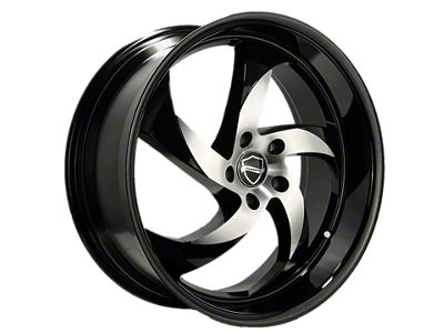 Elegance Luxury Danger Gloss Black Machine Center with Gloss Black Lip 6-Lug Wheel; 22x9.5; 24mm Offset (25-26 4Runner)